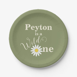 Green Wild One First Birthday Paper Plates