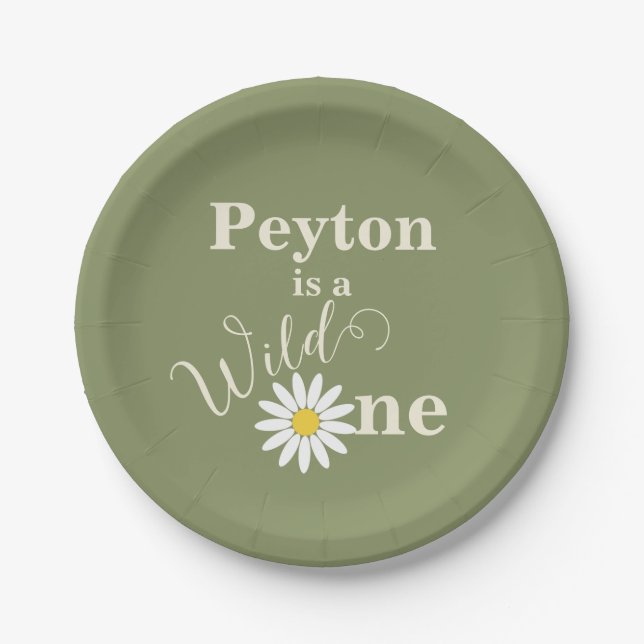 Green Wild One First Birthday Paper Plates (Front)