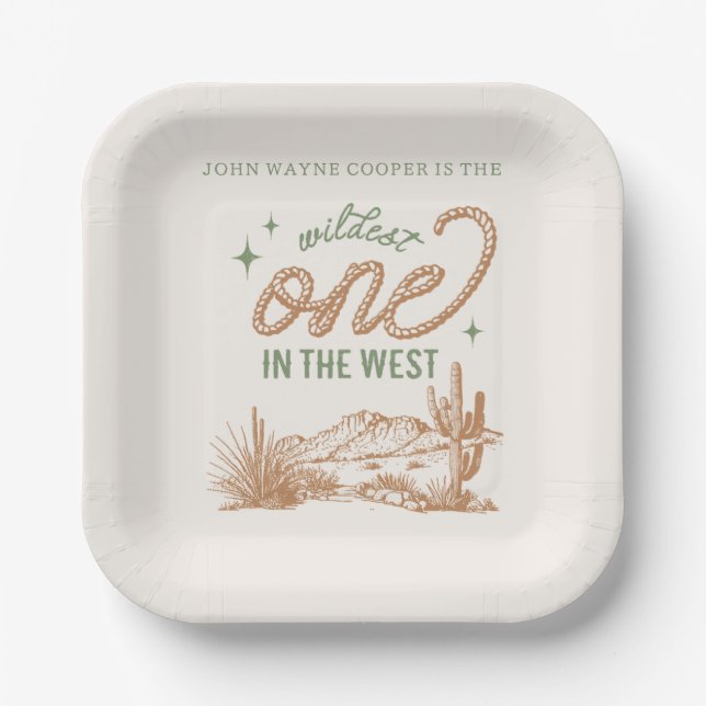 Green Wildest One in the West Party Plates (Front)