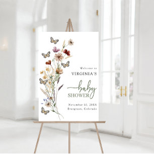 Green Wildflower Baby Shower Welcome Foam Board