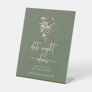 Green Wildflower Boho Date Night Sign