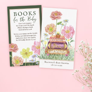 Green Wildflower Books for Baby Shower Bookmark Enclosure Card