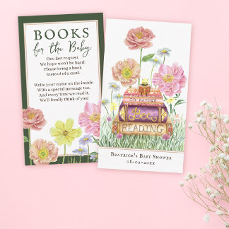 Green Wildflower Books for Baby Shower Bookmark  Enclosure Card