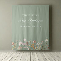 Green Wildflower Future Mrs. Photo Booth Backdrop