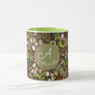 Green Wildflower Garden Pattern Mug