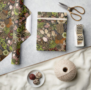 Green Wildflower Garden Pattern Wrapping Paper