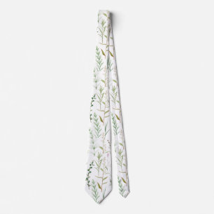 Green wildflowers neck tie