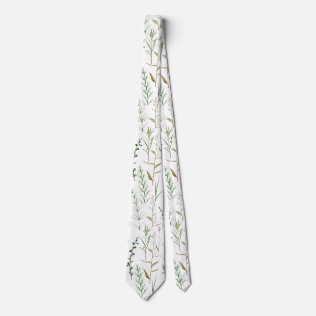 Green wildflowers  neck tie (Front)