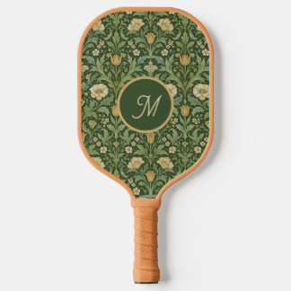 Green William Morris Style Botanical Carbon Fiber Pickleball Paddle
