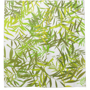 Green Willow Leaves Shower Curtain