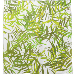 Green Willow Leaves Shower Curtain