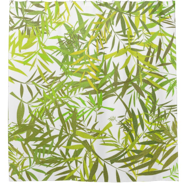 Green Willow Leaves Shower Curtain (Front)