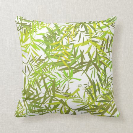 Green Willow Leaves Throw Pillow