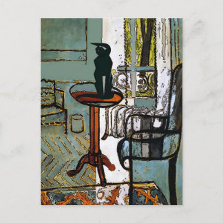 Green Window with Art Deco Cat Postcard