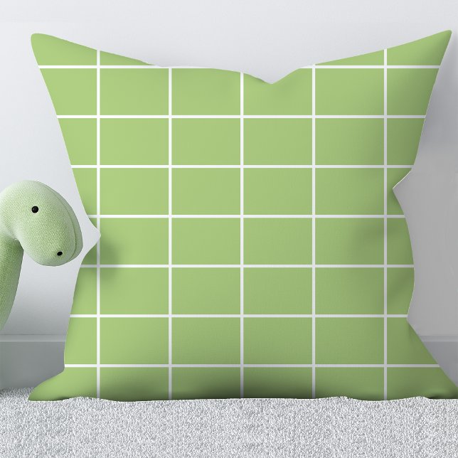 Green Windowpane Plaid Throw Pillow (Creator Uploaded)