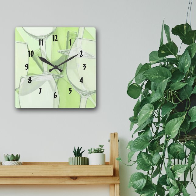 Green Wine Glasses Numbered  Wall Clock (Creator Uploaded)