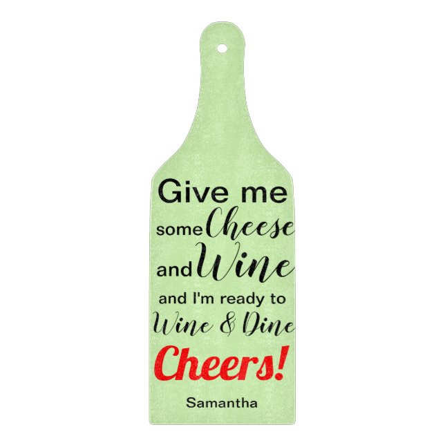 Green Wine Humor Glass Cutting Board (Front)