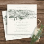 Green Winery Mountain Sketch Bridal Shower Invite