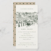 Green Winery Mountain Sketch Couples Shower Invite (Front/Back)