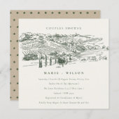 Green Winery Mountain Sketch Couples Shower Invite (Front/Back)
