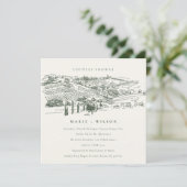 Green Winery Mountain Sketch Couples Shower Invite (Standing Front)