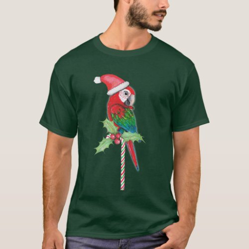 Green wing macaw Christmas style T_Shirt