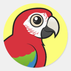 Birdorable Green-winged Macaw Round Sticker