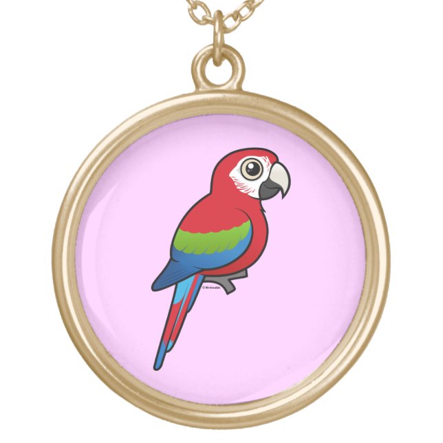 Green-winged Macaw Gold Plated Necklace (Front)