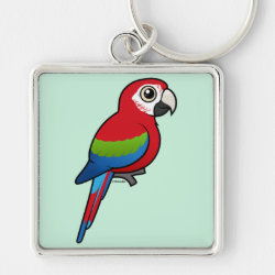 Birdorable Green-winged Macaw Premium Square Keychain