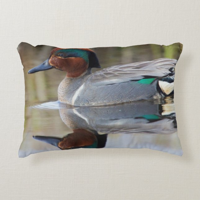 Green-winged Teal Decorative Pillow (Front)