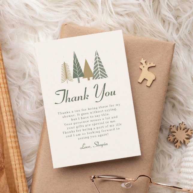 Green Winter Baby Shower Thank You Card (Creator Uploaded)