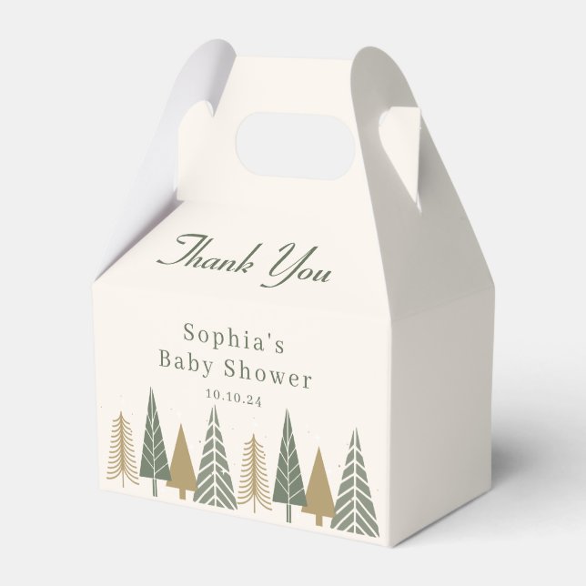 Green Winter Baby Shower Thank You Favor Boxes (Front Side)