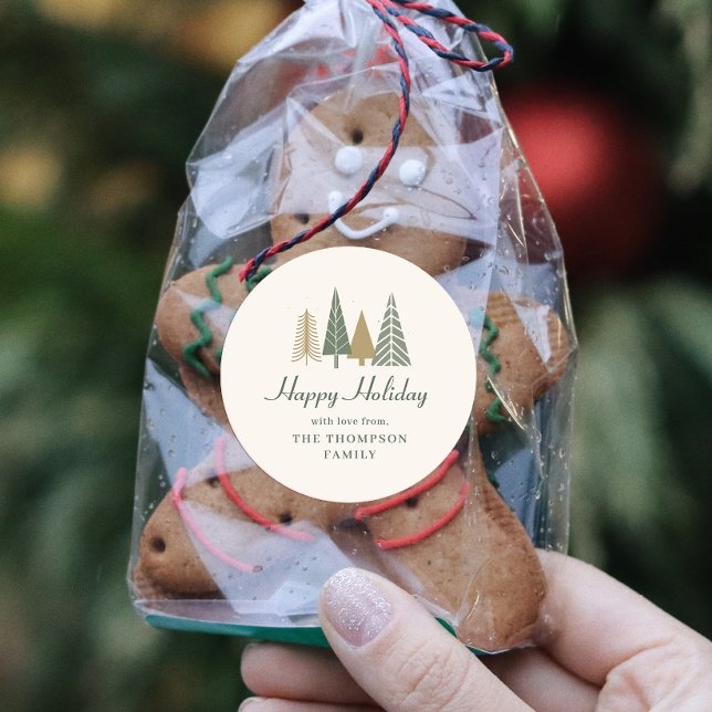 Green Winter Christmas Holiday Classic Round Sticker (Creator Uploaded)