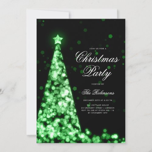 Green Winter Christmas Tree Invite Program Menu