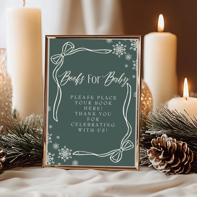 Green Winter Coquette Books for Baby Sign Invitation (Green Winter Coquette Books for Baby Sign)