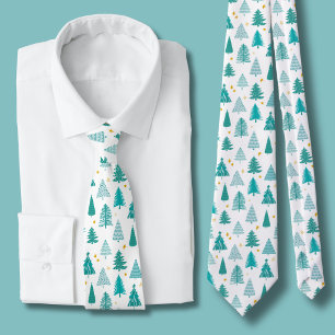 Green Winter Forest Christmas Tree Neck Tie