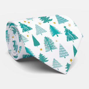Green Winter Forest Christmas Tree Neck Tie