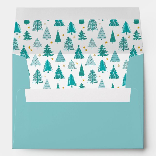 Green Winter Forest Christmas Tree Pattern Envelope (Back (Bottom))