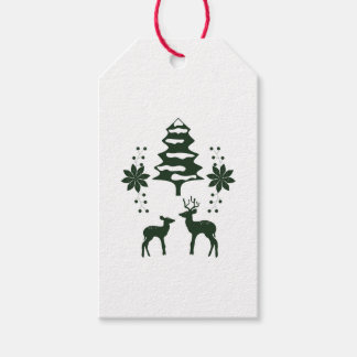 Green Winter Forest & Deer Holiday Gift Tags