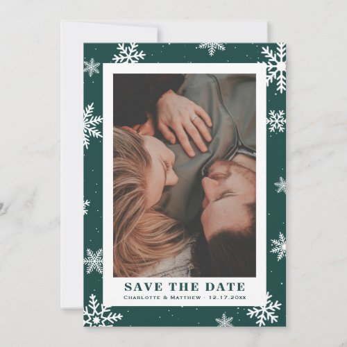 Green Winter Holiday Save The Date Photo Cards