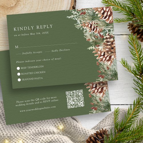 Green Winter RSVP Card