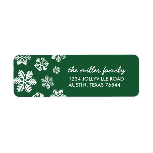 Green Winter Snowflakes Personalized Address Label