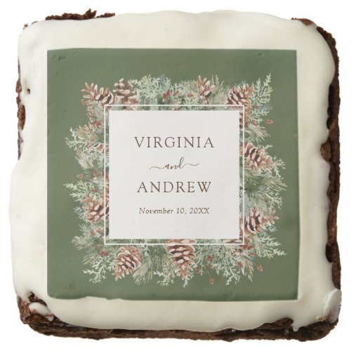 Green Winter Wedding Brownie