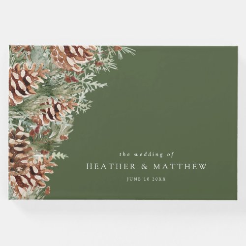 Green Winter Wedding Guest Book