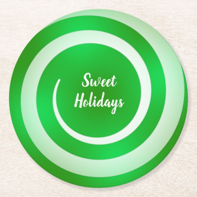 Green Wintergreen Spearmint Swirl Paper Coaster