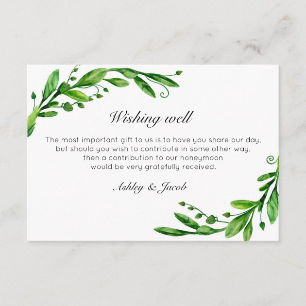 Green Wishing Well. Summer Wedding. Insert Card