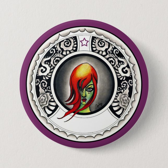 Green Witch Button (Front)