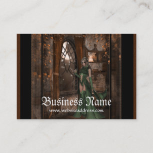 Green Witch by the Window  Fantasy Business Cards