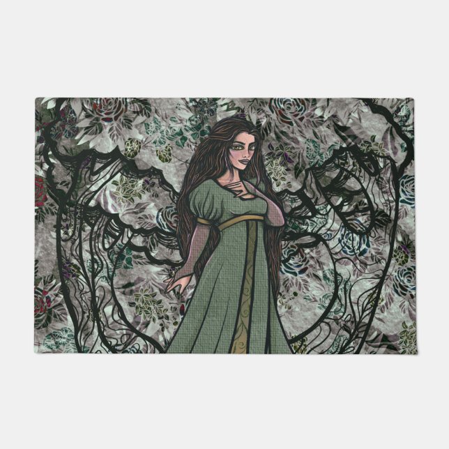 Green Witch Druid Nature Goddess Woods             Doormat (Front)