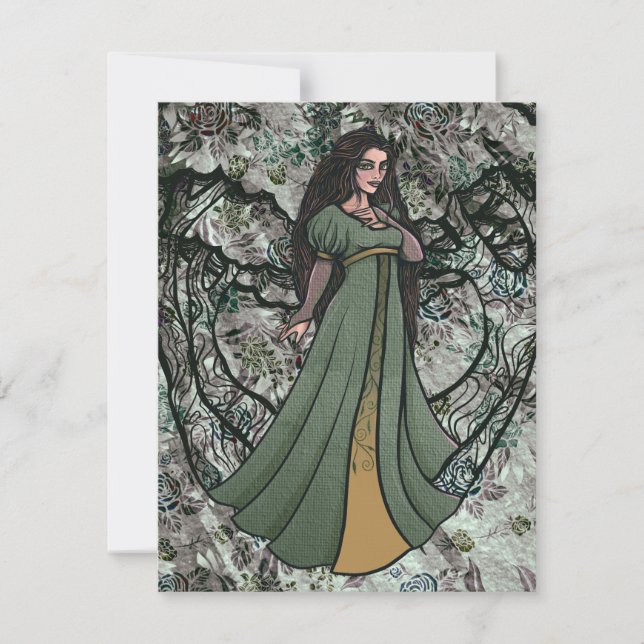 Green Witch Druid Nature Goddess Woods             Thank You Card (Front)